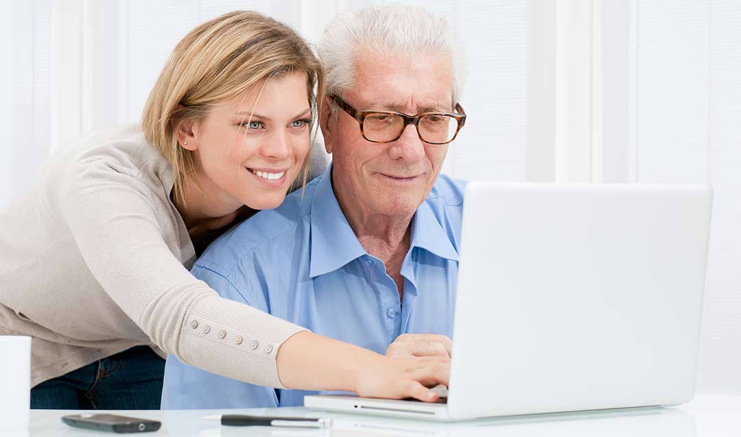 woman teaching computer